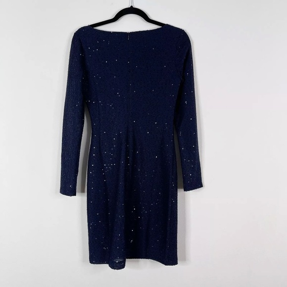 Vince Camuto Navy Sequin Sheath Cocktail Dress - Picture 2 of 7
